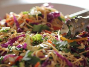 You are going to love this Low Carb Asian Noodle Salad! Noodles with lots of protien and fiber, lot of fresh veggies with the scrumptios tast of sesame oil. Impress your friends at a gathering or have the leftovers tomorrow... if you can wait that long.