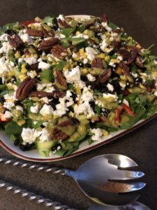 Inspired by the Earl's menu, this healthy salad recipe is easy and delicious Loaded with vegetables, a splash of black beans and corn then topped with a sweet and tangy peanut lime vinaigrette. Forever Fit, Duncan, BC.